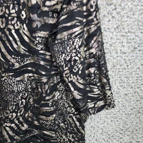 JM Collection Top Womens Large Black Layered Scoop Neck 3/4 Sleeve Blouse Ladies - Picture 2 of 7